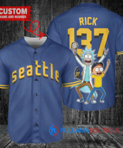 Seattle Mariners x Rick and Morty with Trophy Custom Baseball Jersey Royal City Connect