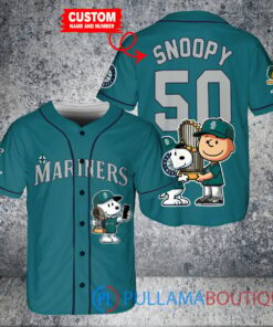 Seattle Mariners x Snoopy and Charlie Brown with Trophy Baseball Jersey Aqua