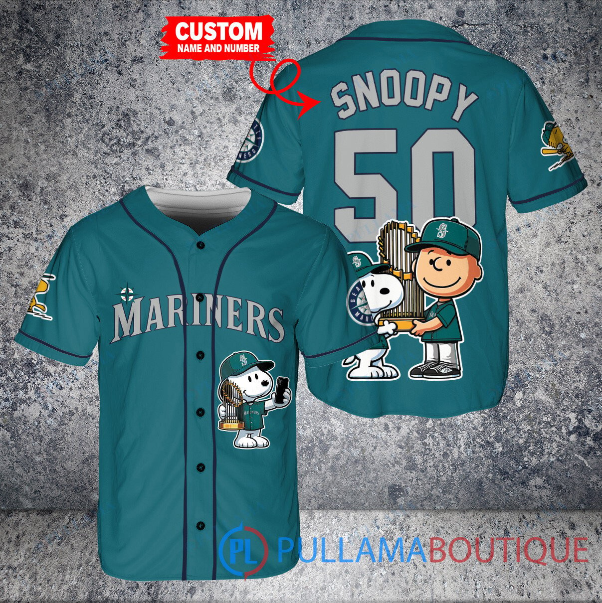 Atlanta Braves x Snoopy and Charlie Brown with Trophy Baseball Jersey White