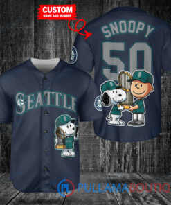 Seattle Mariners x Snoopy and Charlie Brown with Trophy Baseball Jersey Navy