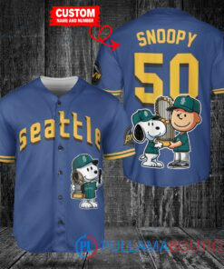 Seattle Mariners x Snoopy and Charlie Brown with Trophy Baseball Jersey Royal