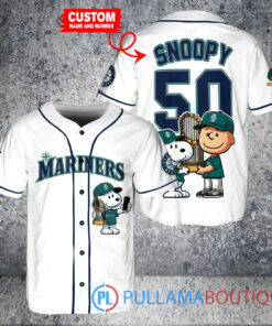 Seattle Mariners x Snoopy and Charlie Brown with Trophy Baseball Jersey White