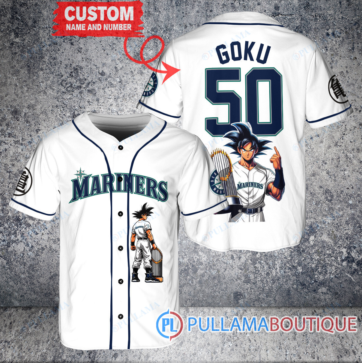 Detroit Tigers Son Goku Super Saiyan Dragon Ball Z Baseball Jersey Navy V2