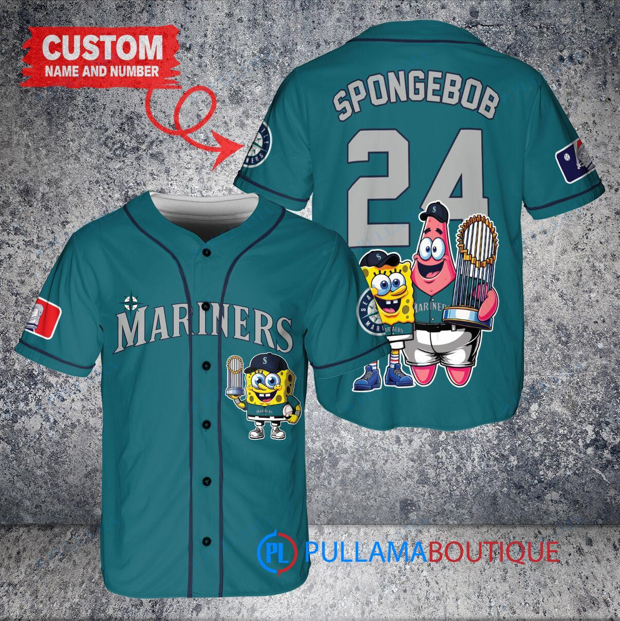 Texas Rangers x SpongeBob SquarePants with Trophy Custom Baseball Jersey Cream