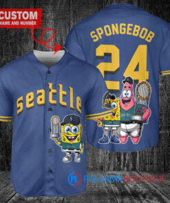 Seattle Mariners x SpongeBob SquarePants with Trophy Custom Baseball Jersey Royal City Connect