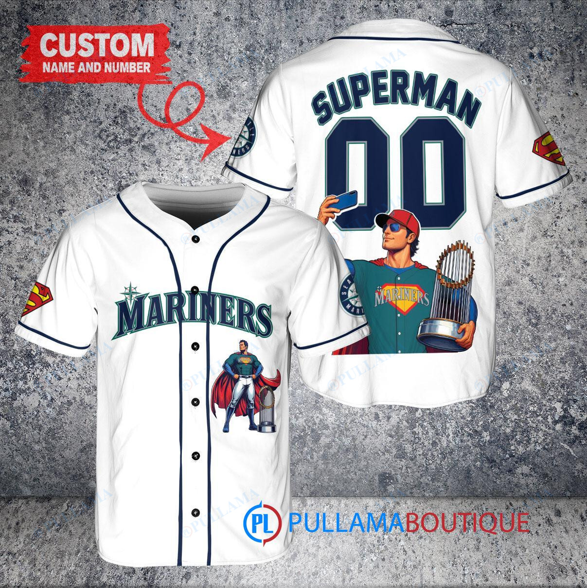 Atlanta Braves x Superman DC Comics with Trophy Custom Baseball Jersey White City Connect