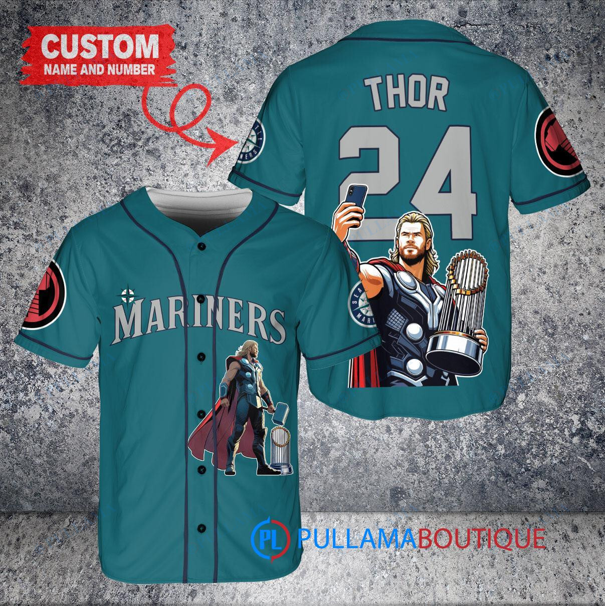 New York Yankees x Thor Marvel with Trophy Custom Baseball Jersey White