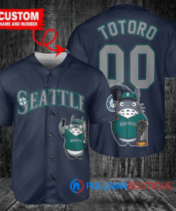 Seattle Mariners x Totoro Studio Ghibli with Trophy Custom Baseball Jersey Royal