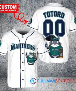 Seattle Mariners x Totoro Studio Ghibli with Trophy Custom Baseball Jersey White