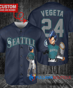 Seattle Mariners x Vegeta Super Saiyan Dragon Ball Z with Trophy Custom Baseball Jersey Royal