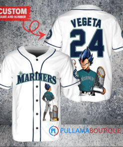 Seattle Mariners x Vegeta Super Saiyan Dragon Ball Z with Trophy Custom Baseball Jersey White