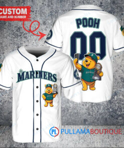 Seattle Mariners x Winnie the Pooh with Trophy Custom Baseball Jersey White