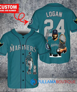 Seattle Mariners x Wolverine Logan with Trophy Custom Baseball Jersey Aqua