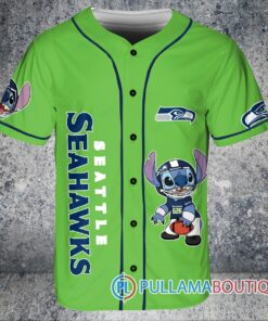 Seattle Seahawks Stitch Custom Baseball Jersey Kelly Green