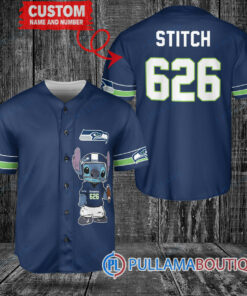 Seattle Seahawks Stitch Custom Baseball Jersey Navy