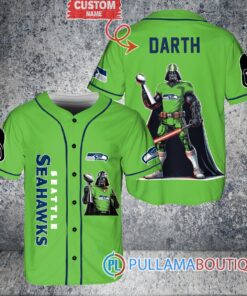 Seattle Seahawks x Darth Vader Star Wars with Trophy Custom Baseball Jersey Kelly Green