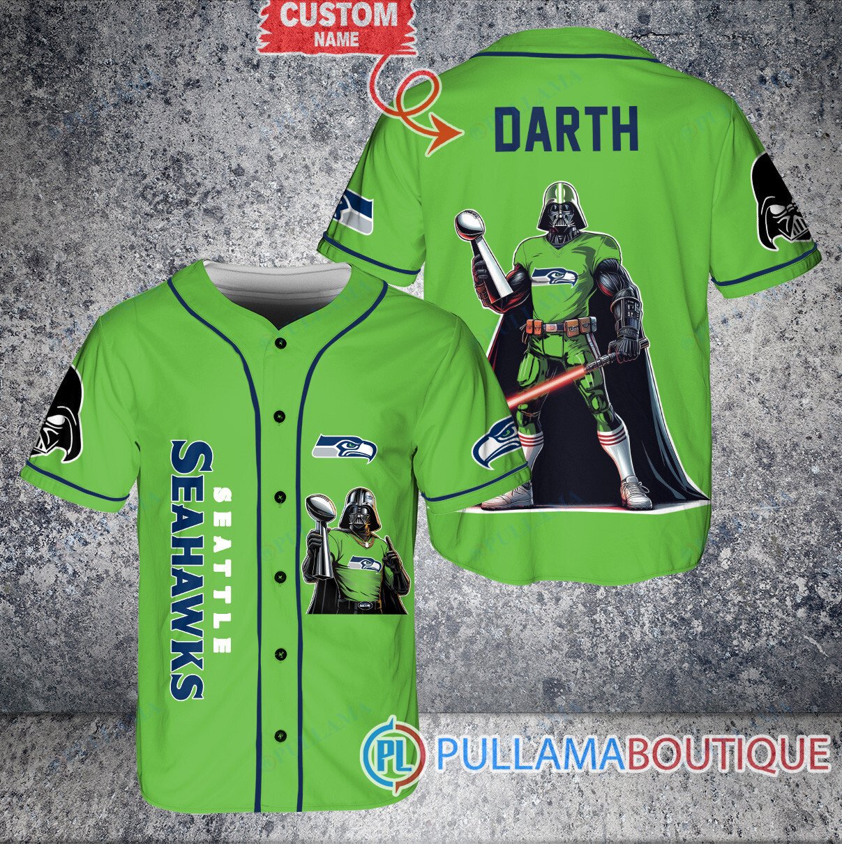 Pittsburgh Steelers x Darth Vader Star Wars with Trophy Custom Baseball Jersey Black