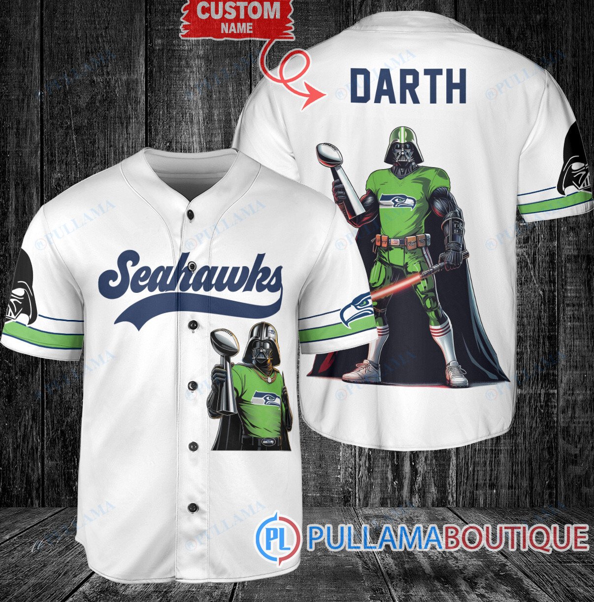 Buffalo Bills x Darth Vader Star Wars with Trophy Custom Baseball Jersey Red