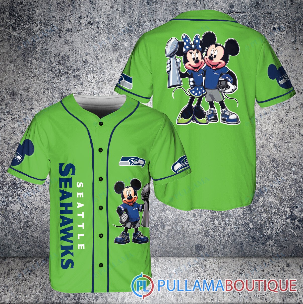 Carolina Panthers x Mickey and Minnie with Trophy Baseball Jersey Black