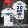 New England Patriots x Mickey and Minnie with Trophy Custom Baseball Jersey White