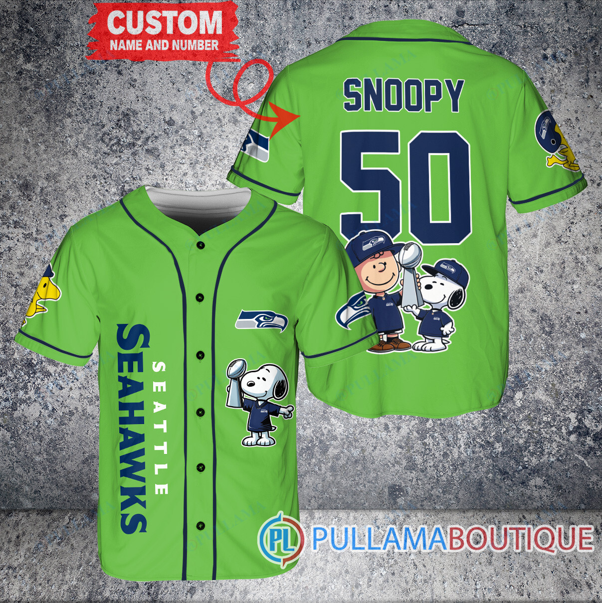 Philadelphia Eagles x Snoopy and Charlie Brown with Trophy Custom Baseball Jersey Midnight Green