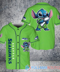 Seattle Seahawks x Stitch with Trophy Baseball Jersey Kelly Green