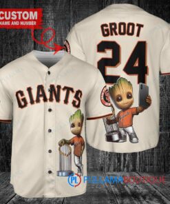 SF Giants Baby Groot Marvel Guardians Of The Galaxy Baseball Jersey Cream