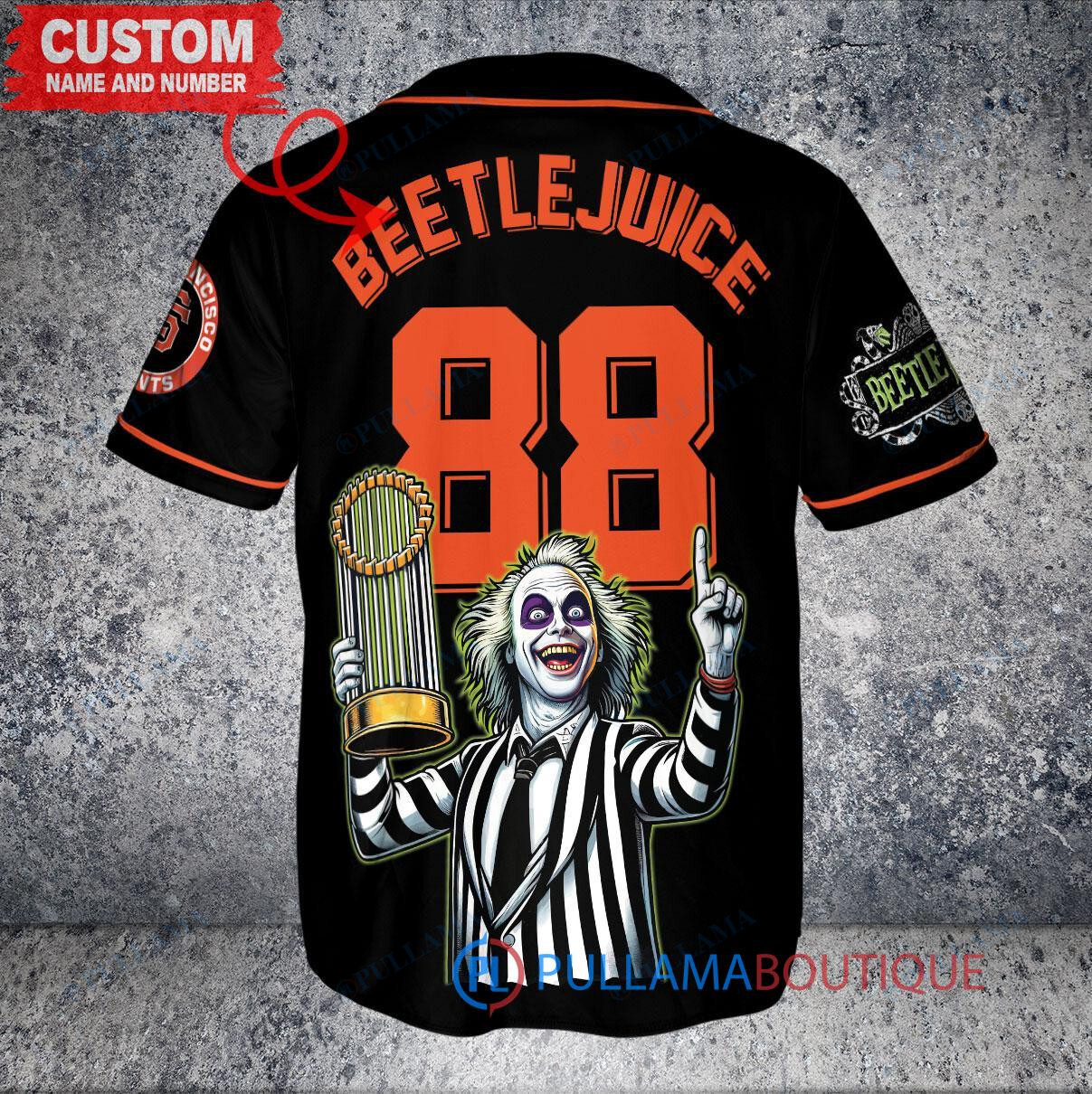 SD Padres Beetlejuice Halloween World Series Trophy Baseball Jersey White V2