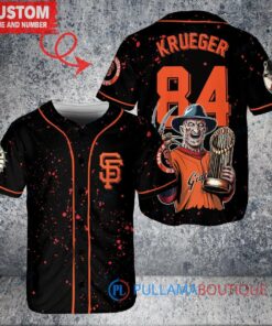 SF Giants Freddy Krueger Halloween World Series Trophy Baseball Jersey Black