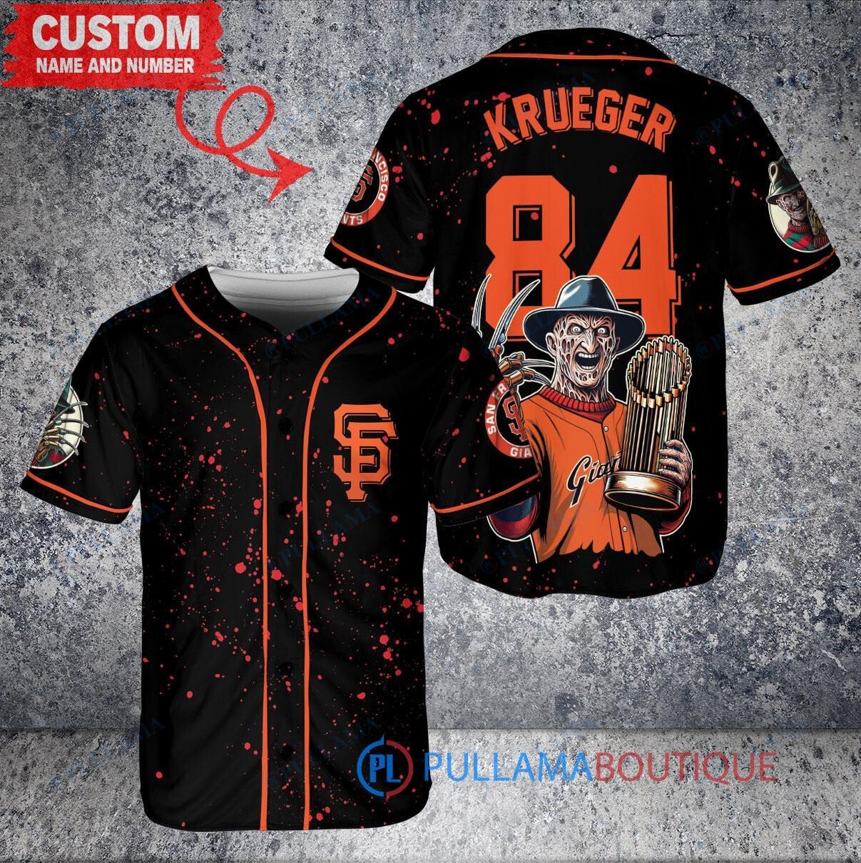 Cleveland Guardians x Freddy Krueger A Nightmare on Elm Street Halloween with World Series Trophy Custom Baseball Jersey Red