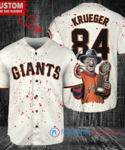 SF Giants Freddy Krueger Halloween World Series Trophy Baseball Jersey Cream