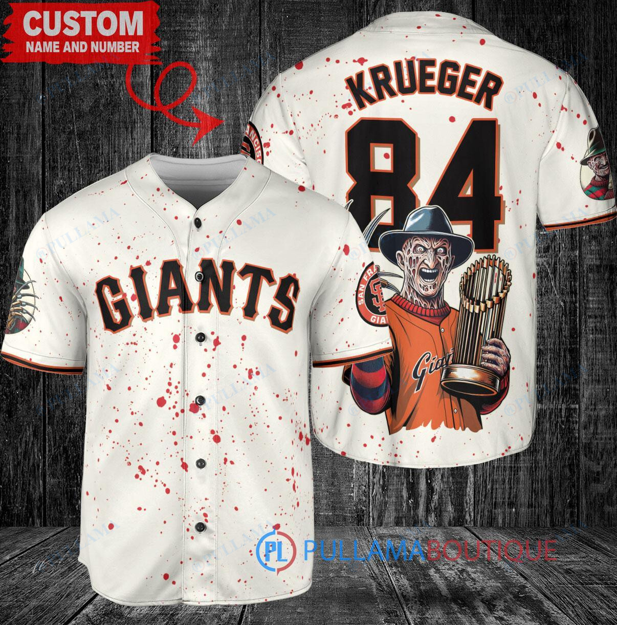 Atlanta Braves Freddy Krueger Halloween World Series Trophy Baseball Jersey White