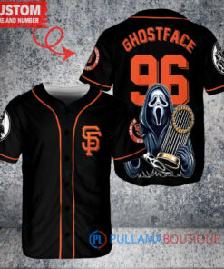 SF Giants Ghostface Scream Halloween World Series Trophy Baseball Jersey Black