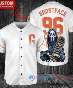 SF Giants Ghostface Scream Halloween World Series Trophy Baseball Jersey White