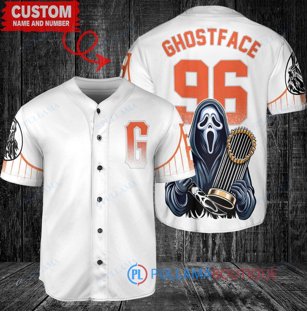 Chicago White Sox x Ghostface Scream Halloween Halloween with World Series Trophy Custom Baseball Jersey Black City Connect