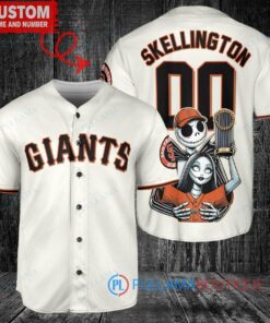 SF Giants x Jack Skellington Sally World Series Trophy Baseball Jersey Cream