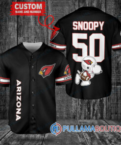 Snoopy Arizona Cardinals Custom Baseball Jersey Black