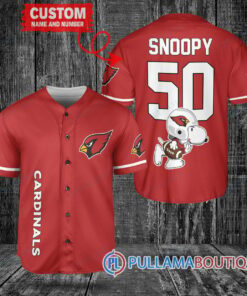 Snoopy Arizona Cardinals Custom Baseball Jersey Red