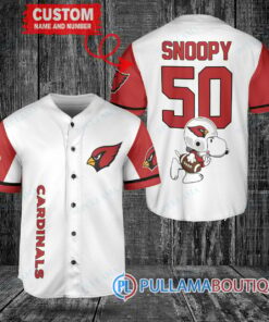 Snoopy Arizona Cardinals Custom Baseball Jersey White