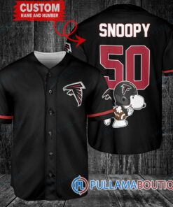 Snoopy Atlanta Falcons  Custom Baseball Jersey Black