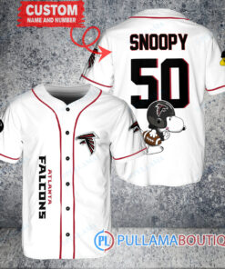 Snoopy Atlanta Falcons  Custom Baseball Jersey White