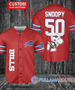 Snoopy Buffalo Bills Custom Baseball Jersey Red