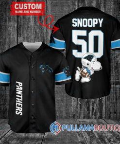 Snoopy Carolina Panthers Custom Baseball Jersey Black