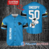 Snoopy New England Patriots Custom Baseball Jersey Navy