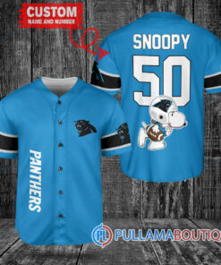 Snoopy Carolina Panthers Custom Baseball Jersey Blue