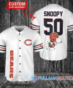 Snoopy Chicago Bears Custom Baseball Jersey White