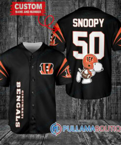 Snoopy Cincinnati Bengals Custom Baseball Jersey Black