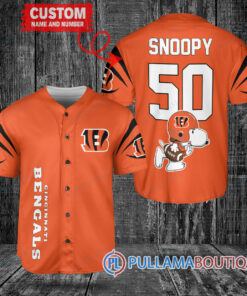 Snoopy Cincinnati Bengals Custom Baseball Jersey Orange