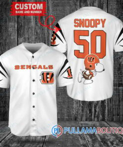 Snoopy Cincinnati Bengals Custom Baseball Jersey White