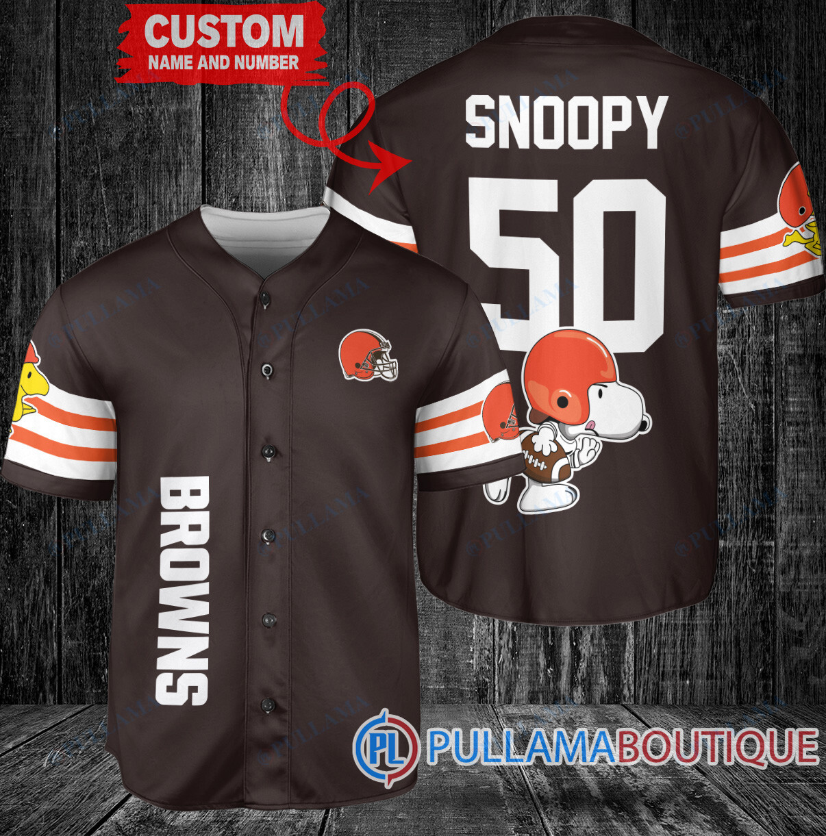 Mickey x Cleveland Browns Custom Baseball Jersey Brown